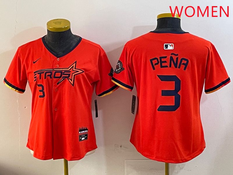 Women Houston Astros Blank 3 Pena Three generations Joint Name 2025 Nike MLB Jersey style 9